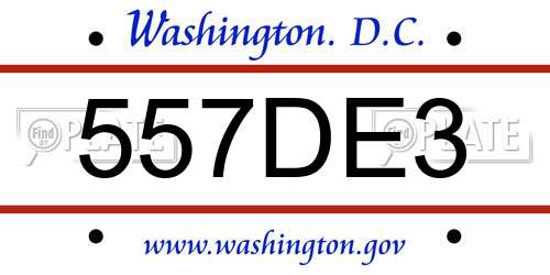 557DE3 District Of Columbia License Plate