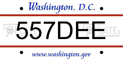 557DEE District Of Columbia License Plate
