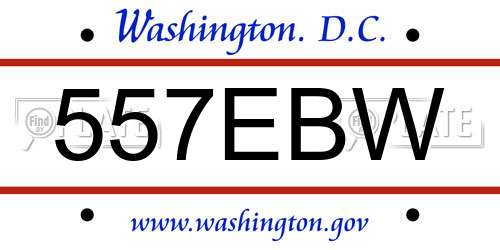 557EBW District Of Columbia License Plate