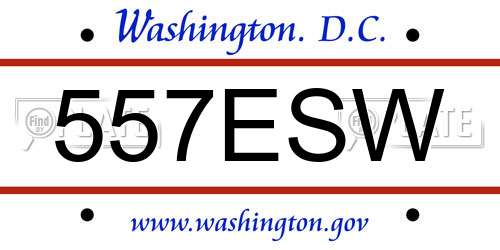 557ESW District Of Columbia License Plate