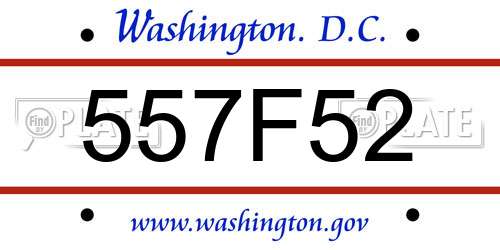 557F52 District Of Columbia License Plate