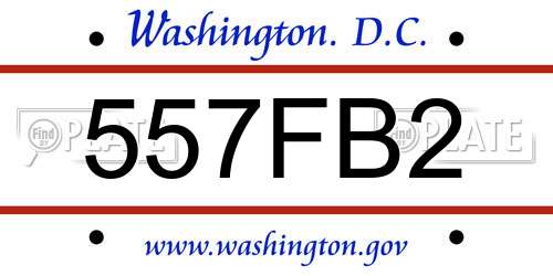 557FB2 District Of Columbia License Plate