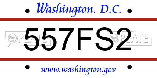 557FS2 District Of Columbia License Plate