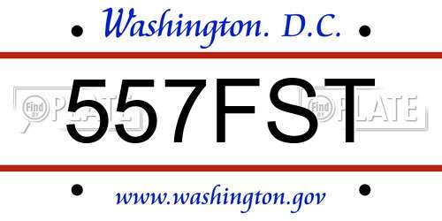 557FST District Of Columbia License Plate