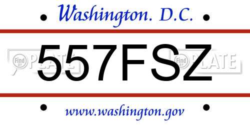 557FSZ District Of Columbia License Plate