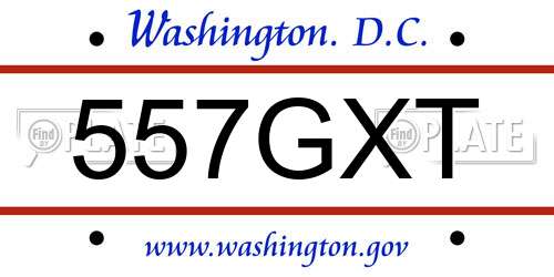 557GXT District Of Columbia License Plate