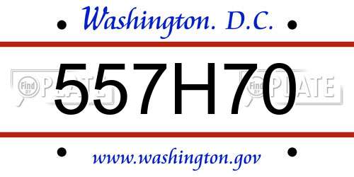 557H70 District Of Columbia License Plate