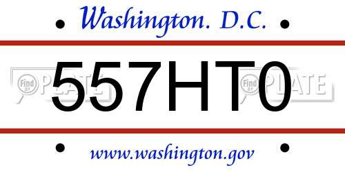 557HT0 District Of Columbia License Plate