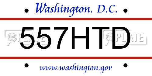 557HTD District Of Columbia License Plate