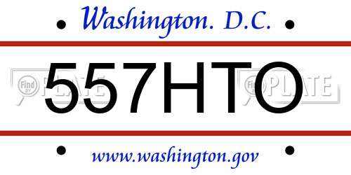 557HTO District Of Columbia License Plate