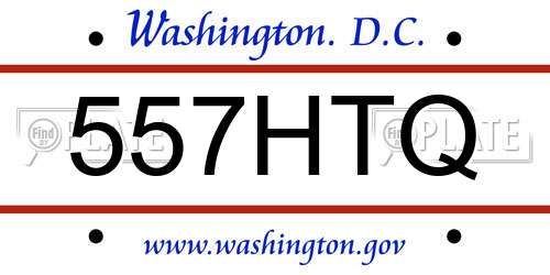 557HTQ District Of Columbia License Plate