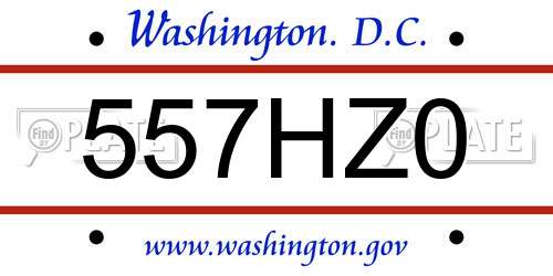 557HZ0 District Of Columbia License Plate