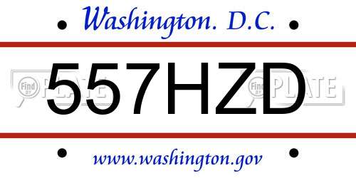 557HZD District Of Columbia License Plate