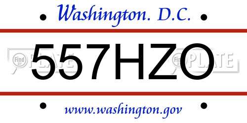 557HZO District Of Columbia License Plate