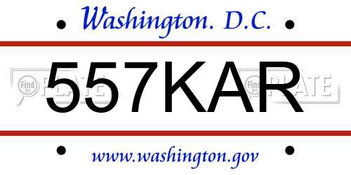 557KAR District Of Columbia License Plate