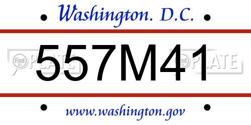 557M41 District Of Columbia License Plate