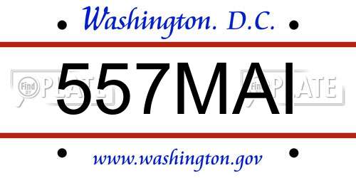 557MAI District Of Columbia License Plate