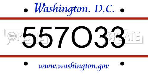557O33 District Of Columbia License Plate