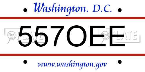 557OEE District Of Columbia License Plate