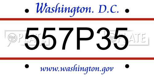 557P35 District Of Columbia License Plate