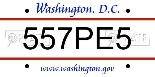 557PE5 District Of Columbia License Plate