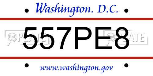 557PE8 District Of Columbia License Plate