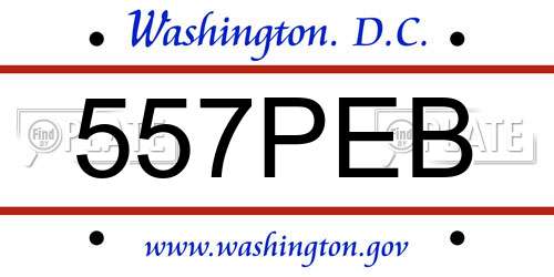 557PEB District Of Columbia License Plate
