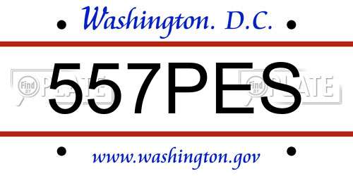557PES District Of Columbia License Plate