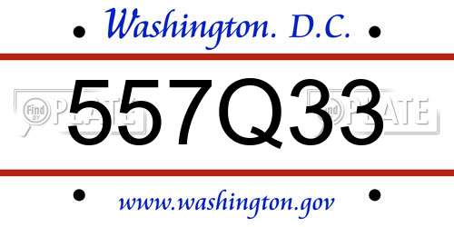 557Q33 District Of Columbia License Plate