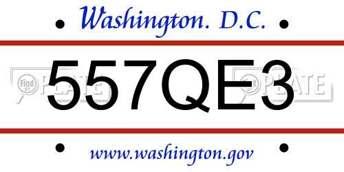 557QE3 District Of Columbia License Plate