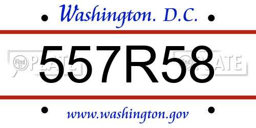 557R58 District Of Columbia License Plate