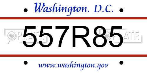 557R85 District Of Columbia License Plate