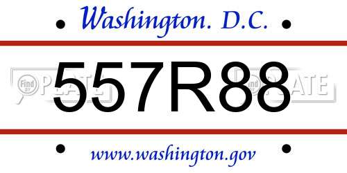 557R88 District Of Columbia License Plate