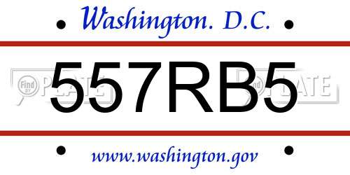 557RB5 District Of Columbia License Plate