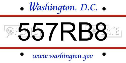 557RB8 District Of Columbia License Plate