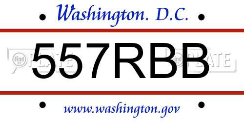 557RBB District Of Columbia License Plate