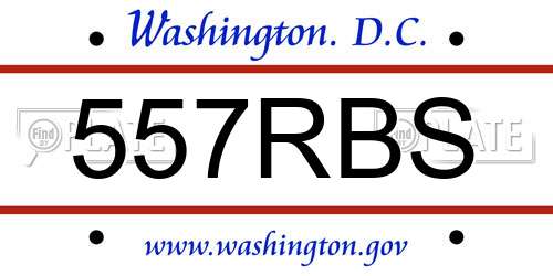 557RBS District Of Columbia License Plate