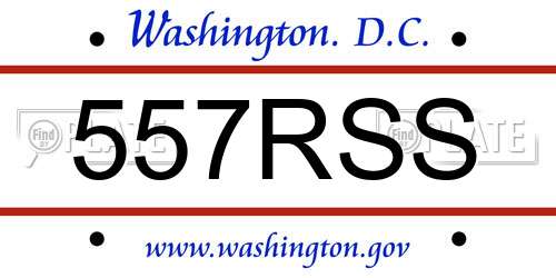 557RSS District Of Columbia License Plate