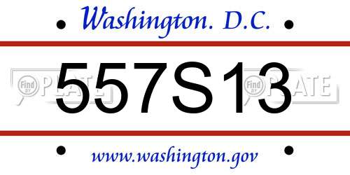 557S13 District Of Columbia License Plate