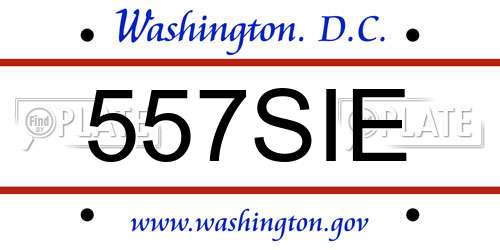 557SIE District Of Columbia License Plate