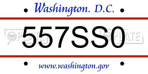 557SS0 District Of Columbia License Plate