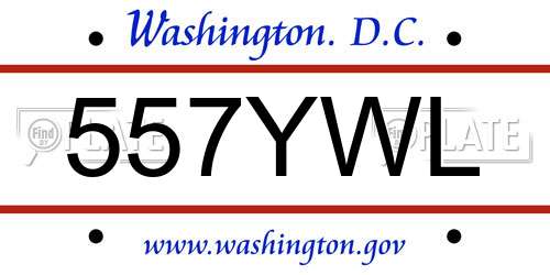 557YWL District Of Columbia License Plate
