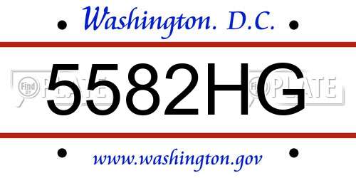 5582HG District Of Columbia License Plate