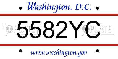 5582YC District Of Columbia License Plate