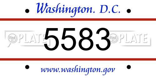 5583 District Of Columbia License Plate