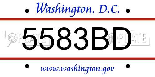 5583BD District Of Columbia License Plate
