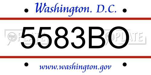 5583BO District Of Columbia License Plate