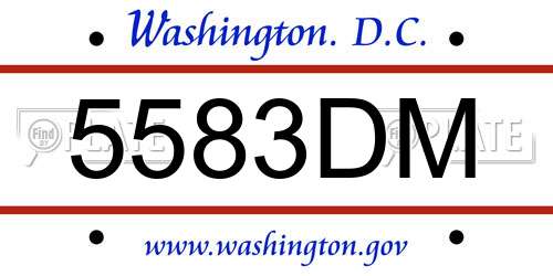 5583DM District Of Columbia License Plate
