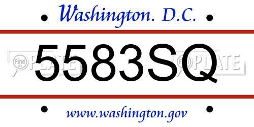5583SQ District Of Columbia License Plate