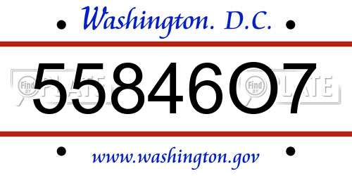 55846O7 District Of Columbia License Plate